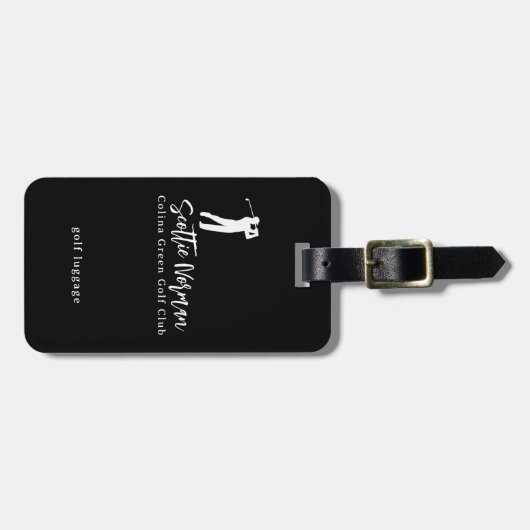 Black and White Golfer Name  Bagagelabel (Voorkant horizontaal)
