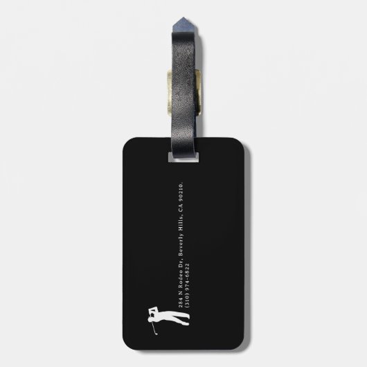 Black and White Golfer Name  Bagagelabel (Achterkant verticaal)