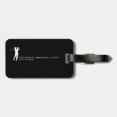 Black and White Golfer Name  Bagagelabel (Achterkant horizontaal)