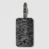 Black and White Gothic Antique Floral Bagagelabel (Voorkant (verticaal))