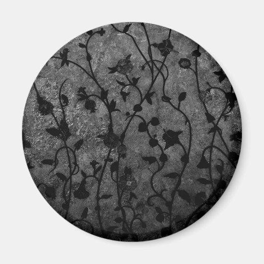 Black and White Gothic Antique Floral Magneet (Voorkant)