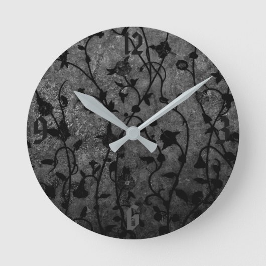 Black and White Gothic Antique Floral Ronde Klok (Voorkant)