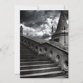 Black and White Gothic Castle Halloween Party Kaart