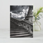 Black and White Gothic Castle Halloween Party Kaart (Staand voorkant)