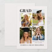 Black and White Grad Announcement With Photos Kaart (Voorkant / Achterkant)