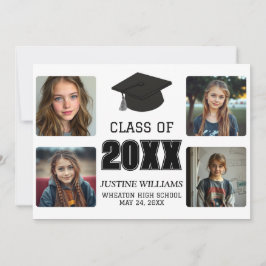 Black and White Graduation  Aankondiging