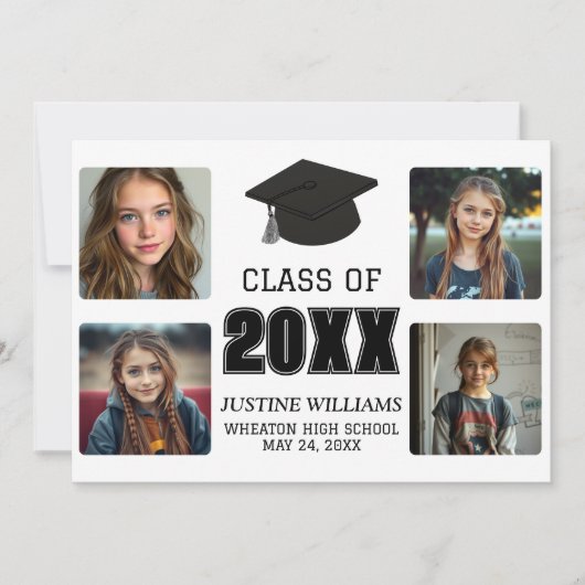 Black and White Graduation Aankondiging (Voorkant)