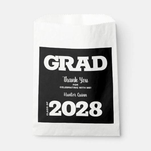 Black and White Graduation Party Bedankzakje (Voorkant)