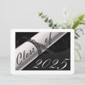 Black and White Graduation Party Kaart (Staand voorkant)