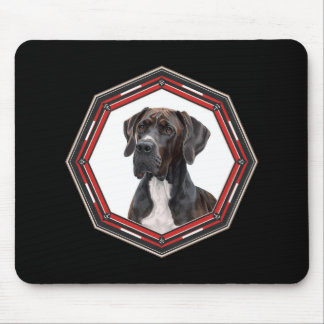Black And White Great Dane In A Red Frame Muismat