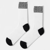 Black and White Greek Pattern Crew Socks Sokken (Links)