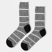 Black and White Greek Pattern Crew Socks Sokken (Links)