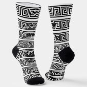 Black and White Greek Pattern Crew Socks Sokken (Gebogen)
