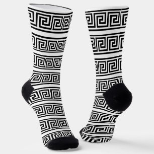 Black and White Greek Pattern Crew Socks Sokken