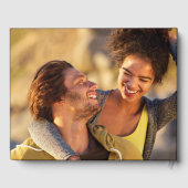 Black And White Greenery Floral Photo Wedding Gastenboek (Achterkant)