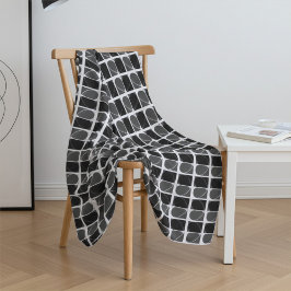 Black and White Half Heart Modern Fine Art Fleece Deken