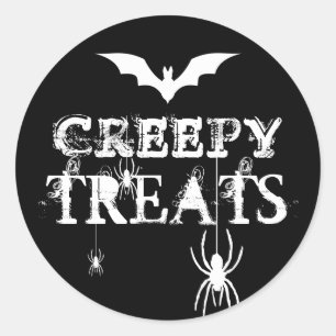 Black and White Halloween Creepy Bats Spiers  Ronde Sticker