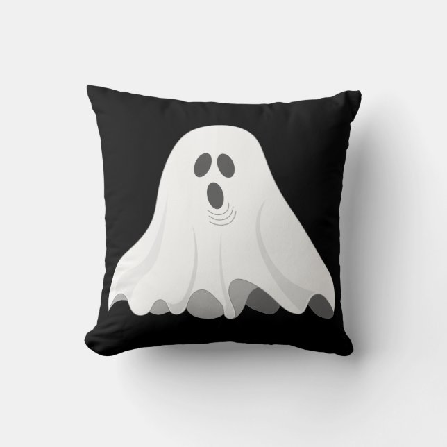 Black and White Halloween Ghost Kussen (Voorkant)