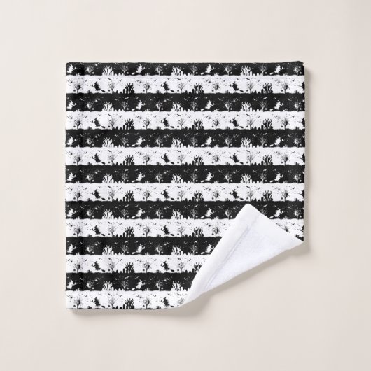 Black and White Halloween Nightmare Stripes Bad Handdoek (Wasdoekje)