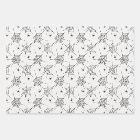 Black and White Halloween Threadders Spiders Ghost Inpakpapier Vel (Voorkant 2)