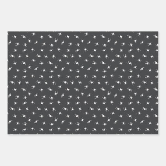 Black and White Halloween Threadders Spiders Ghost Inpakpapier Vel (Voorkant)
