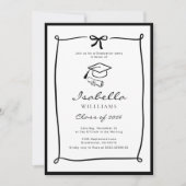 Black and White Hand Drawn Bow graduation Kaart (Voorkant)