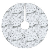 Black and white Hand drawn cats & Christmas tree  Kerstboom Rok (Voorkant)