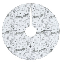 Black and white Hand drawn cats & Christmas tree  Kerstboom Rok