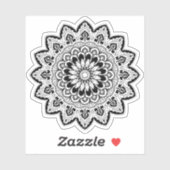 Black and White Hand Drawn Mandala Sticker (Vel)