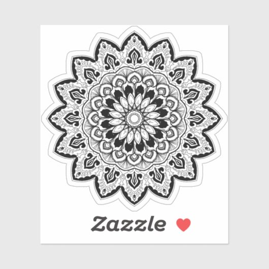 Black and White Hand Drawn Mandala Sticker (Vel)