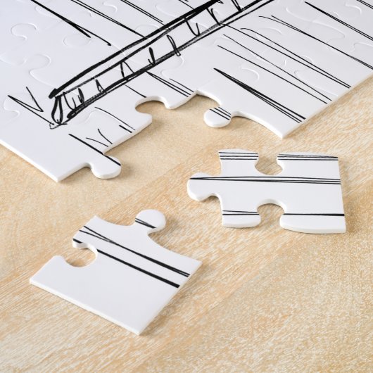 Black and White Hand-Drawn Marokko Jigzaag Puzzle Legpuzzel (Zijkant)