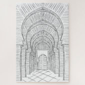 Black and White Hand-Drawn Marokko Jigzaag Puzzle Legpuzzel (Verticaal)