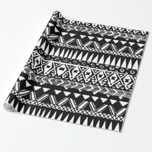 Black and White Hand Drawn Modern Tribal Aztec Cadeaupapier