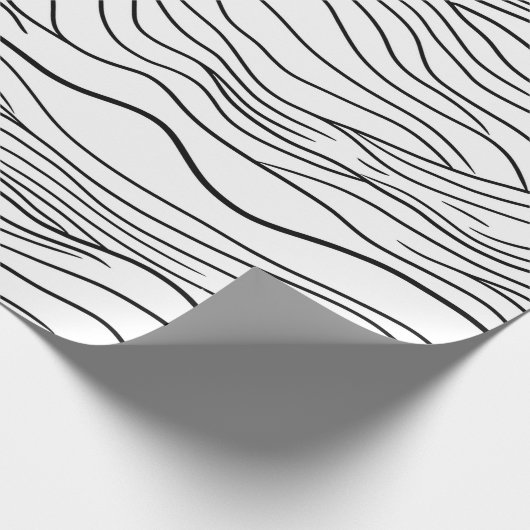 Black and White Hand-Drawn Wavy Line Pattern Cadeaupapier (Hoek)