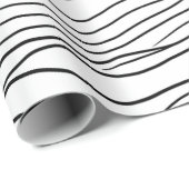 Black and White Hand-Drawn Wavy Line Pattern Cadeaupapier (Rol Hoek)