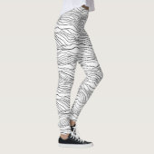 Black and White Hand-Drawn Wavy Line Pattern Leggings (Rechts)