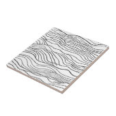 Black and White Hand-Drawn Wavy Line Pattern Tegeltje (Zijkant)