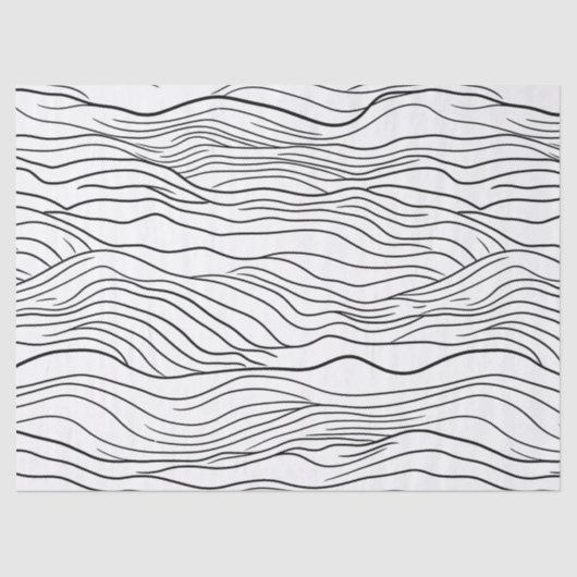 Black and White Hand-Drawn Wavy Line Pattern Tissuepapier (Voorkant)