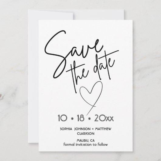 Black and White Hand Drawn Wedding Save The Date  (Voorkant)