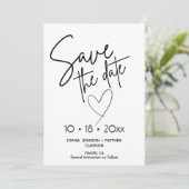 Black and White Hand Drawn Wedding Save The Date  (Staand voorkant)