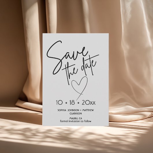 Black and White Hand Drawn Wedding Save The Date 