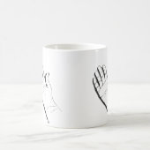 black and white hand on coffee mug koffiemok (Center)