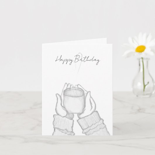 black and white hands with coffee on Note Card Kaart (Kleine Plant)