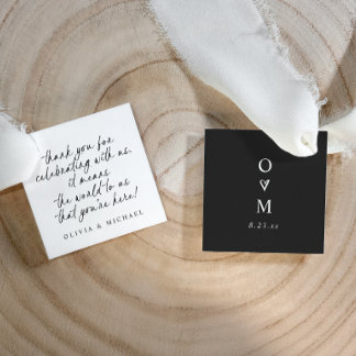 Black and White Handwriting Modern Simple Wedding Bedankjes Labels