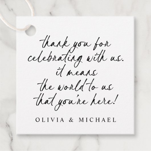 Black and White Handwriting Modern Simple Wedding Bedankjes Labels (Voorkant)
