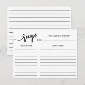 Black and White Handwritten Script | Recipe Card Briefkaart (Voorkant / Achterkant)