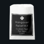 Black and White Hangover Relief Kit Favor Bags Bedankzakje<br><div class="desc">Eenvoudige en chique zwart-wit aanpasbare Hangover Relief Kit gunsttassen om alle get well goodies voor je harde feestende vrienden te plaatsen</div>
