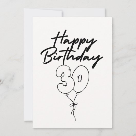 BLACK AND WHITE HAPPY BIRTHDAY CARD (Voorkant)