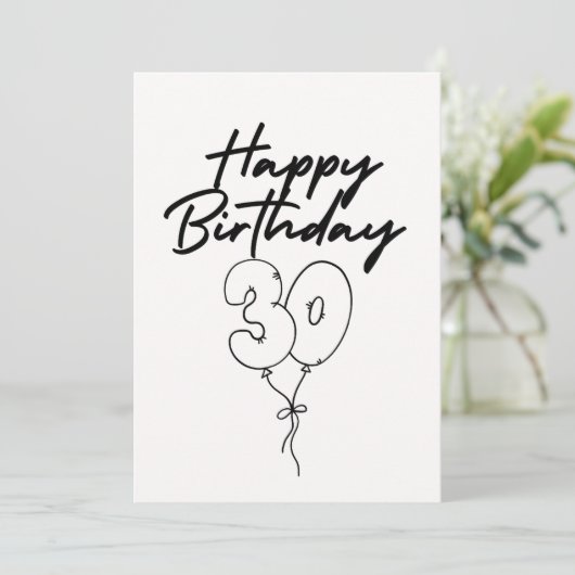 BLACK AND WHITE HAPPY BIRTHDAY CARD (Staand voorkant)