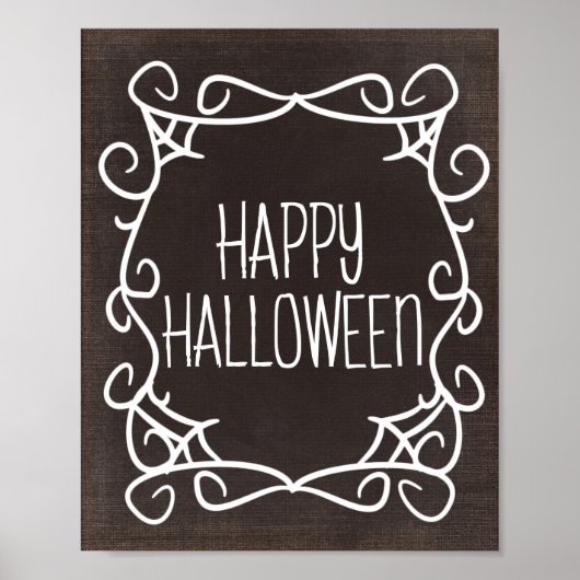 Black and White Happy Halloween Poster (Voorkant)